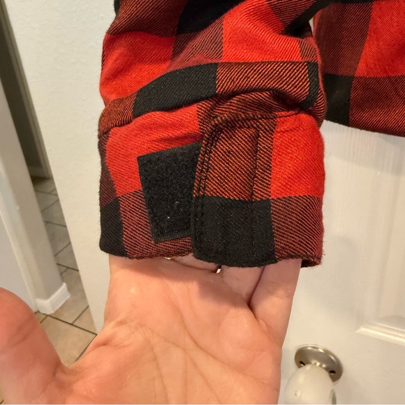 NBT Flannel Jacket Mens Sz L Armored Jacket Plaid Moto Type B Red Black T FLAW - Picture 5 of 11